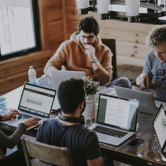 Team collaborating in an office